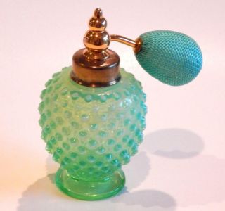 Vintage Fenton Hobnail Lime Green Opalescent Perfume Atomizer
