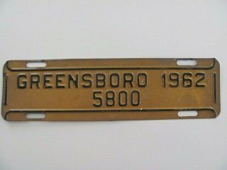 1962 Greensboro North Carolina Nc License Plate Topper - 5800,  Vintage,  Gc,  Rare
