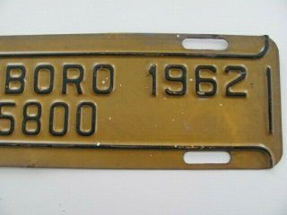 1962 GREENSBORO NORTH CAROLINA NC LICENSE PLATE TOPPER - 5800,  VINTAGE,  GC,  RARE 3