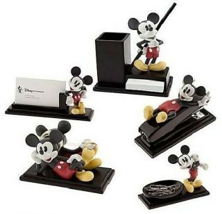 Disney Mickey Mouse Color Metallic Full Desk Office Set Stapler Tape Holder,