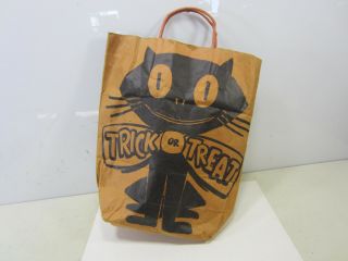 Vintage Halloween Brown Paper Bag/ Trick Or Treat Bag - Ghost & Cat 2