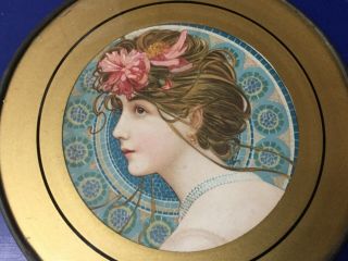 Spectacular Antique Victorian Art Nouveau Lithograph Flue Cover Lovely 8.  5”