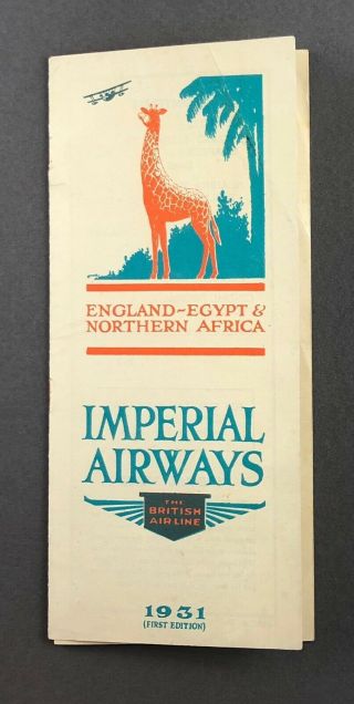 Imperial Airways Airline Timetable Egypt & North Africa 1931