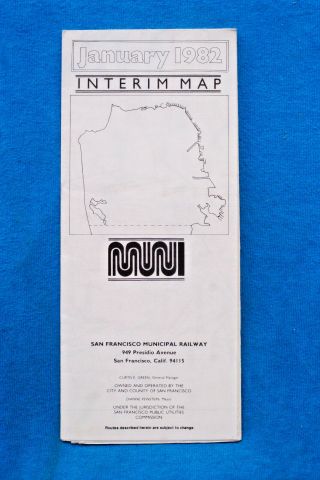 San Francisco Muni - Interim Map - Jan,  1982