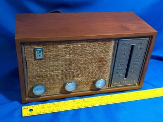 Wooden Admiral Am/fm Tube Table Radio Yg - 511 Vtg Mid Century Modern 6h4n -