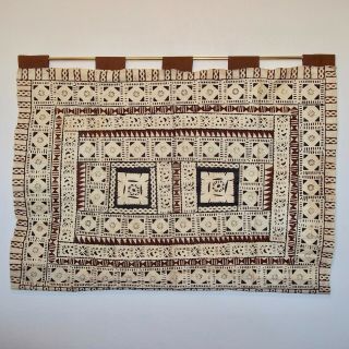 Art Tapa Cloth Barkcloth 50”x36” Tonga Fiji Guinea Samoa Tahiti Hanging
