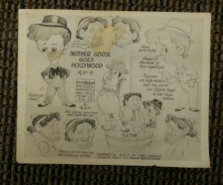 Disney Mother Goose Goes Hollywood Model Sheet Spencer Tracy Charles Laughton