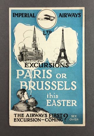 Imperial Airways Airline Timetable Paris & Brussels 1924