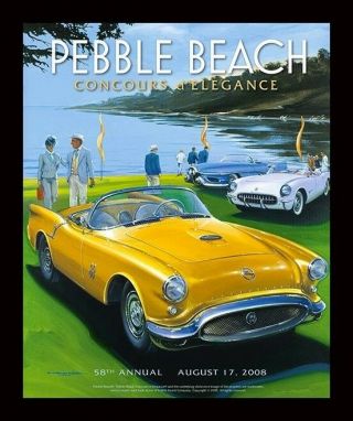 2008 Pebble Beach Concours Poster Oldsmobile F - 88 Concept Car Maher