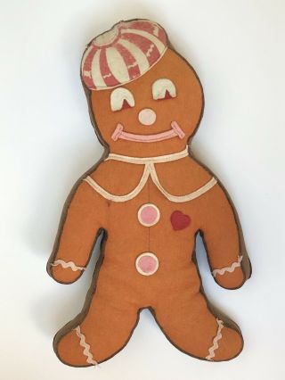 Antique/vintage Felt Gingerbread Man Doll,  Christmas Cloth Toy