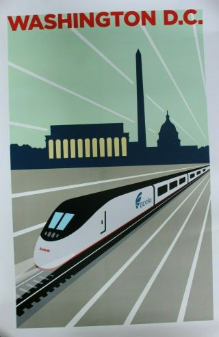 3 Amtrak - Michael Schwab Washington D.  C,  Boston & York Acela Posters
