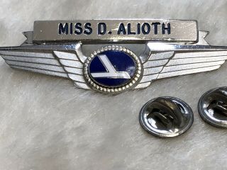 Vintage Eastern Airlines Stewardess Wings Named Flight Attendant Metal Badge