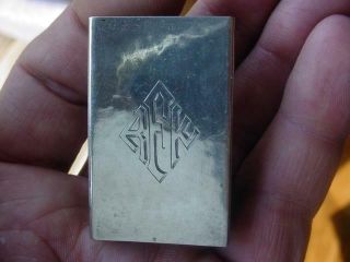 Vintage Sterling Silver Match Safe Mono Etched Case Stamped