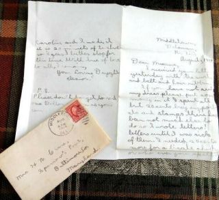 1914 Antique Eleanor Crane Letter/cover Baltimore Md