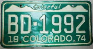 5.  99 1974 Colorado Car License Plate Bd 1992 Colorful