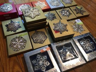 1991 - 2018 Vintage Silver Mma Museum Art Snowflake Star Christmas Ornament W/ Box