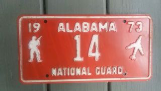 1973 Vintage Alabama National Guard License Plate Antique Low Two Digit Number