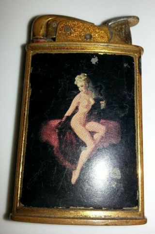 Antique Pinup Lighter - 1940s Semi Automatic Evans Risque Nude Woman