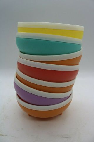 Retro Vintage Kitchen Bolera Therm - O - Ware Footed Plastic Cereal Bowls Set Of 7