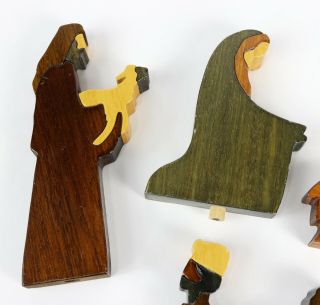 Vintage Handcrafted Signed Wooden Nativity Set Puckane Community Crafts Ireland 2