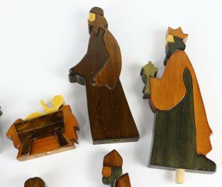 Vintage Handcrafted Signed Wooden Nativity Set Puckane Community Crafts Ireland 3