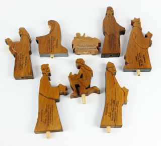 Vintage Handcrafted Signed Wooden Nativity Set Puckane Community Crafts Ireland 5