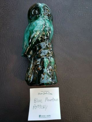 Vintage ceramic blue mountain pottery Owl Mid Century 2