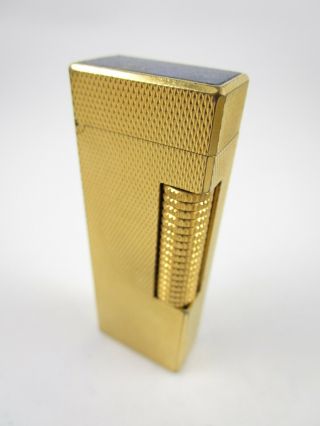 Dunhill Rollagas Lighter Made In Switzerland - Gold Plated - Lapis Lazuli Lid
