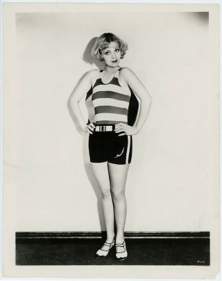 Vivacious Blonde Bathing Beauty Alice White 1930s Vintage Deco Pin - Up Photograph