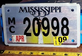 Motorcycle License Plate - Mississippi - 2009 Lighthouse Graphic - Private