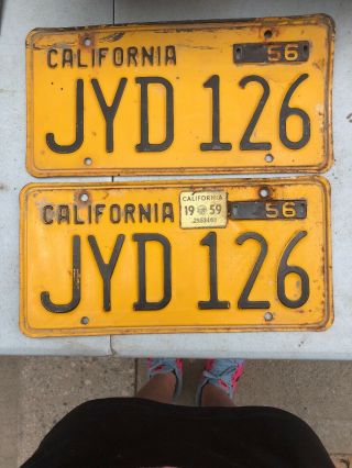 1956 Pair California License Plates Tag Jyd 126