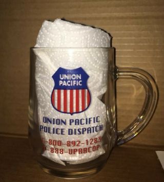 Union Pacific Police Dispatch Dept Rxr Cop Railroad 1867 Clear Glass Coffee Mug