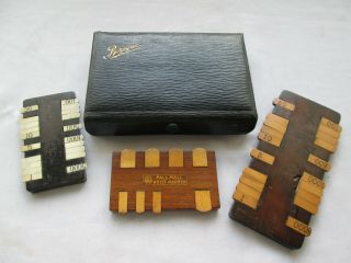 Vintage Bezique Set Box Samuel Hart Playing Cards & Three Wooden Whist Markers