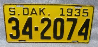 1935 Sd South Dakota License Plate - Hutchinson County