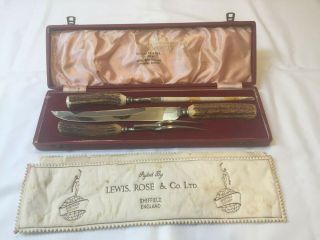 Real Stag Horn Cutlery Styled By Lewis Rose & Co.  Ltd.  Sheffield,  England
