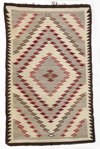 Antique Navajo Native American Indian Rug Eye Dazzler Southwest Railroad Textile