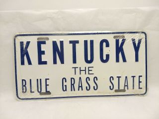 Vintage Kentucky The Bluegrass State Blue & White Vanity Booster License Plate