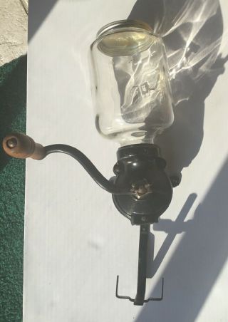 Antique Coffee Mill/grinder Cast Iron & Glass “arcade 25 " Embossed 15”t Black