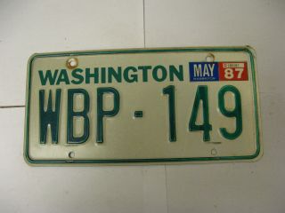 1987 87 Washington Wa License Plate Wbp - 149 Natural Sticker