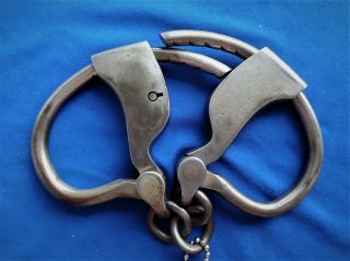 antique TOWERS with PATENT DATES western cowboy marshal handcuffs spurs w key 3