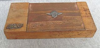 Klm Vintage Rose Wood Brass Box With Emblem