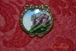 Victorian Souvenir Enamel Brooch Of Grandfather 