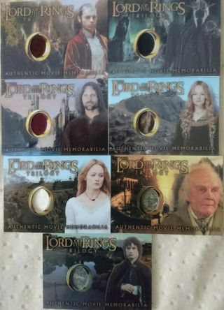 The Lord Of The Rings Trilogy Set Of 7 Costume Memorabilia Relic Cards