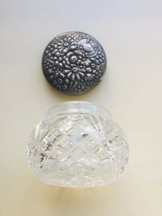 Victorian Sterling Silver Lid Glass Dresser Jar 3