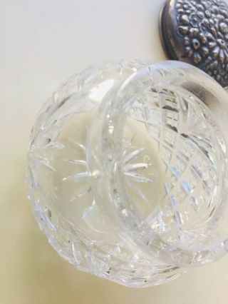Victorian Sterling Silver Lid Glass Dresser Jar 7