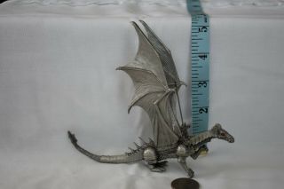 Pewter Armored Dragon And Rider Large 1980s Fantasy Wizard Castle Jeweled Eyes