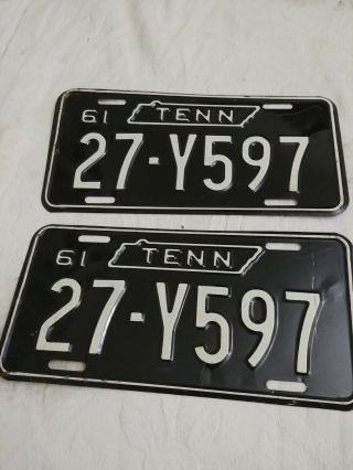1961 61 Tennessee Tn License Plate Pair Set Hamblin County