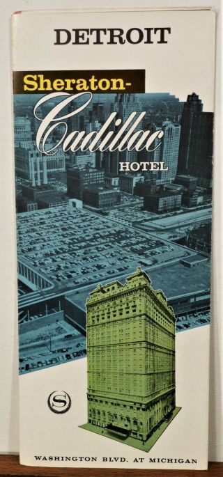 1965 Sheraton Cadillac Hotel Detroit Michigan Vintage Travel Brochure B