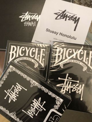 Authentic Stussy X Bicycle playing cards deck.  2019 with store card 3