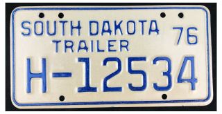 South Dakota 1976 House Trailer License Plate H - 12534